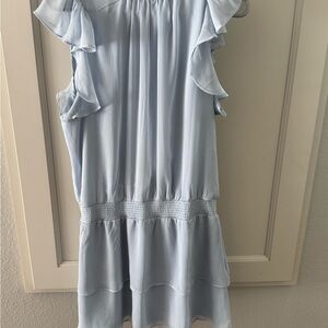 Express Light Blue Ruffle Tiered Dress